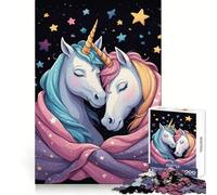 Due unicorni che si abbracciano nella notte stellata - Puzzle da 1000 pezzi per adulti - Esercizio mentale - Coinvolgimento delicato - Dimensioni perfette - Regalo di Natale accogliente (38x52cm)