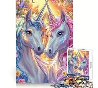 Due unicorni in fiore - Puzzle da 1000 pezzi per adulti - Esercizio cognitivo, rilassante e divertente - Bordi lisci - Il regalo perfetto (50x75cm)