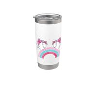 due, unicorni, rilassante, su, uno, arcobaleno, ragazza Bicchiere termico in acciaio inox doppia parete