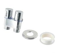 Due uscite G1/2 Valvola ad angolo Doppio Controllo Materiale Lega Maniglia in Metallo Interruttore Rotante Installazione A Parete Argento 60x70x75MM Adatto Per Bagno WC Bidet Kit Spruzzatore
