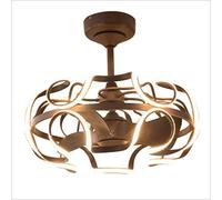 Due ventilatori da soffitto con luce - Lampadario a LED in metallo in stile retrò industriale nordico, marrone, 26 pollici per ufficio, camera da letto, soggiorno, ventilatore a LED dimmerabile