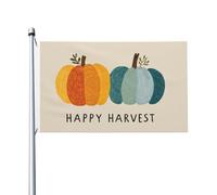 Due zucche con testo Happy Harvest Yard House Bandiere, 0,9 x 1,5 m banner di auguri stagionale con occhielli interni ed esterni feste decorazioni per la casa