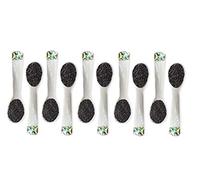 Duebel - Set di 10 cucchiaini in madreperla, colore: bianco, decoro verde per uova, caviar, crema ghiacciata, caffè, 9 x 2,4 cm