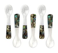 DUEBEL Set di 6 cucchiai da caviale con manico in abalone da 10,2 cm, in madreperla, per servire caviale, servire uova, catering, derorazione, stoviglie per ristoranti