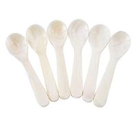 DUEBEL Set di 6 Cucchiai per Caviale MOP in Madreperla Bianca per Caviale, Uova, Gelato, Caffè (Bianca, 11 x 2,5cm)