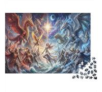 Duello dei Dragonide Puzzle in Legno 1000 Pezzi Adulti E Ragazzi,Idea Regalo,dai 14 Anni,Sfida Impossibile,Legno,Gioco Educativo,Decorazione Casa,Antistress (75x50cm)