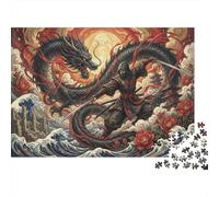 Duello dell'Ombra del Drago Puzzle 1000 Pezzi,Cartone Di Qualità,Idea Regalo,Gioco Educativo Ninja,Sfida Impossibile,Adulti E Ragazzi,Decorazione Casa,dai 14 Anni,Antistress 38x26cm
