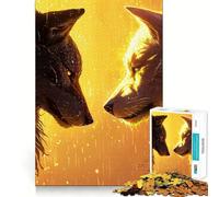 Duello tra lupi in fiamme - Puzzle da 1000 pezzi - Gioco mentale divertente - Pezzi a incastro precisi - Attività rilassante di gruppo al chiuso (38x52cm)