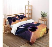 Duellolo Set Di Biancheria Da Letto Copripiumino 2 Pezzi Comfort Bassa Allergia Per Coppia Adulti Doppia Con Cerniera E Federa Double（200x200cm）