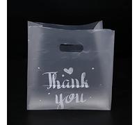 Duendhd 50 sacchetti regalo in plastica per la spesa con manico, per Natale, matrimoni, feste, dolcetti, piccoli