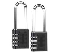 Duendhd Confezione da 2 lucchetto combinato esterno lucchetto a lungo 6,5 cm impermeabile a 4 cifre ripristinabile a combinazione serratura