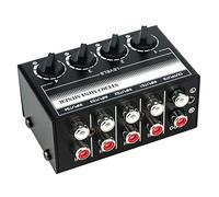 Duendhd Mixer Audio Stereo Un 4 Canali Supporto Ingresso e Uscita Mini Mixer Stereo Passivo con Controlli del Volume Separati