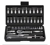 Duendhd Set di chiavi a bussola Set di cricchetti Set di macchine utensili per trapani per riparazioni auto e casa, unità da 1/4 pollici 46 pezzi