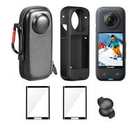 DUEQID Accessori per fotocamera Insta360 X4: custodia in silicone, protezione dello schermo, custodia in EVA, 5 in 1.