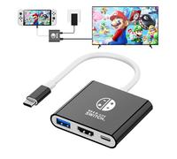 DUEQID Adattatore USB C a HDMI per switch NS/OLED, Dock 3 in 1 TV Switch Adattatore con cavo HDMI 4K, ricarica 100 W tipo C, compatibile con switch NS/OLED, Steam Deck, Smartphone, PC (nero)