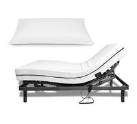 Duermete - Letto elettrico articolato rinforzato 5 piani + materasso viscoelastico Medic Visco + cuscino tatto setoso, grigio, 80 x 180