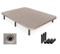 DUÉRMETE ONLINE Base Imbottita 3D Rinforzata + 6 Gambe, Legno, Beige, 80 x 190 cm, 80x190