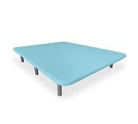 DUÉRMETE ONLINE Base imbottita 3D rinforzata | Anti rumore con 5 barre di rinforzo | Disponibile in vari colori | 6 gambe metalliche filettate da 27 cm, Celeste, 135 x 190 cm