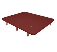Duérmete Online Base imbottita 3D rinforzata | Anti rumore con 5 barre di rinforzo | Valvole di ventilazione | 6 piedi in legno color ciliegio, rosso, 90 x 190