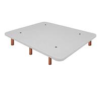 Duérmete Online Base imbottita 3D rinforzata | Anti rumore con 5 barre di rinforzo | Valvole di ventilazione | 6 piedi in legno color ciliegio, bianco, 80 x 180 cm