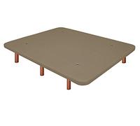 Duérmete Online Base imbottita 3D rinforzata | Anti rumore con 5 barre di rinforzo | Valvole di ventilazione | 6 piedi legno color ciliegio, beige, 90 x 200