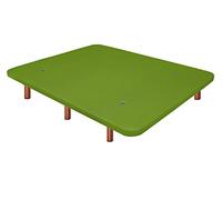 Duérmete Online Base imbottita 3D rinforzata | Anti rumore con 5 barre di rinforzo | Valvole di ventilazione | 6 piedi in legno color ciliegio, verde, 80 x 190 cm
