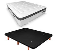 Duérmete Online Base imbottita 3D rinforzata anti rumore + materasso viscoelastico Nature Biogel | gambe in legno color ciliegio, nero, 135 x 190 cm