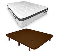 Duérmete Online Base imbottita 3D rinforzata anti rumore + materasso viscoelastico Nature Biogel | gambe in legno color wengé, cioccolato, 90 x 200 cm