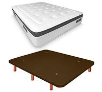 Duérmete Online Base imbottita 3D rinforzata anti rumore + materasso viscoelastico Nature Biogel | gambe in legno color ciliegio, cioccolato, 135 x 180 cm