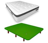 Duérmete Online Base imbottita 3D rinforzata anti rumore + materasso viscoelastico Nature Biogel | gambe in legno color wengé, verde, 90 x 190 cm