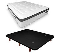 Duérmete Online Base imbottita 3D rinforzata anti rumore + materasso viscoelastico Nature Biogel | gambe in legno colore wengé, nero, 135 x 190 cm