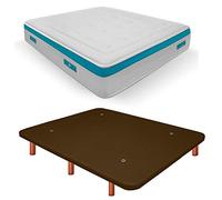 Duérmete Online Base imbottita 3D rinforzata anti rumore + materasso viscoelastico Sanex Visco | gambe in legno color ciliegio, cioccolato, 90 x 200 cm