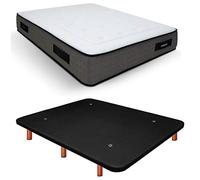 Duérmete Online Base imbottita 3D rinforzata anti rumore + materasso viscoelastico Visco Premium | gambe in legno color ciliegio, nero, 135 x 190 cm