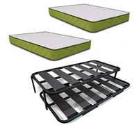 DUÉRMETE ONLINE Cama Nido Completa Láminas Anchas Reforzada con 2 Colchones Viscopeque Premium Reversibles Estraibile, Sistema Anti-Rumore, Grigio Antracite, 90x190