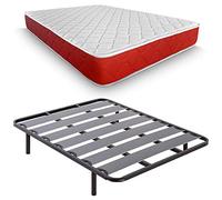 DUÉRMETE ONLINE Confezione Risparmio Letto Completo con Materasso viscoelastico Lite Viscogel + Rete a doghe Larghe + Gambe filettate, Multicolore, 90x190