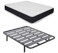 DUÉRMETE ONLINE Confezione Risparmio Letto Completo con Materasso viscoelastico Pocket Visco + Rete a Lama Larga + Gambe filettate, 150x190
