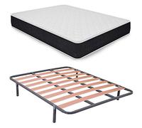 DUÉRMETE ONLINE Confezione risparmio letto completo con materasso viscoelastico Pocket Visco Reversibile + rete Basic + 6 gambe, 135 x 190