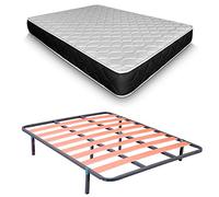 DUÉRMETE ONLINE Confezione risparmio letto completo con materasso viscoelastico Pocket Visco Reversibile + Rete Basic + 6 gambe, 135 x 190