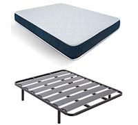 DUÉRMETE ONLINE Confezione risparmio letto completo con materasso viscoelastico viscografene + rete a lama larga + gambe filettate, 90 x 190