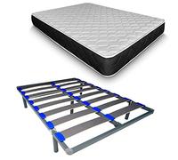 DUÉRMETE ONLINE KAMAKIT - Materasso Pocket Visco + Rete smontabile telaio rinforzato 40 x 30 mm, stabilità e facile montaggio, tubo in acciaio 30 x 40 mm, 150 x 200