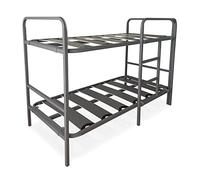 DUÉRMETE ONLINE - Letto a castello rinforzato completo di ringhiera e scala metallica - Struttura da 40 x 30 mm con doghe larghe, grigio, 90 x 190