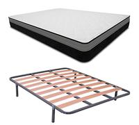 DUÉRMETE ONLINE Letto Completo con Materasso viscoelastico Goa Reversibile + Rete Basic + 6 Gambe, Set, Multicolore, 150x190