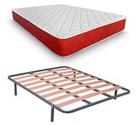 DUÉRMETE ONLINE Letto completo con materasso viscoelastico Lite reversibile spessore 20 cm + rete Basic con gambe, 150 x 190 cm