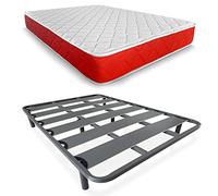 DUÉRMETE ONLINE - Letto completo con materasso viscoelastico Lite reversibile spessore 20 cm + Rete rinforzato 40 x 30 con piedi, 150 x 190
