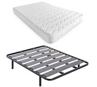 DUÉRMETE ONLINE Letto completo con materasso viscoelastico Sena reversibile + Rete Lama Ancha con Piedi, Completto, 90 x 190