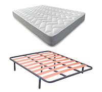 Duérmete Online - Letto completo con materasso Viscotec reversibile (lato inverno/estate) + rete Basic con 6 gambe morsetto, 135 x 190 cm