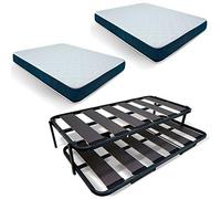 DUÉRMETE ONLINE Letto Nido Completo a doghe Larghe Rinforzato con 2 materassi viscoelastici viscografene, Sistema Anti-Rumore, Grigio Antracite, 90x190