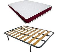 DUÉRMETE ONLINE Lyla Viscogel - Materasso viscoelastico reversibile + rete a doghe + 4 gambe 90 x 190 cm