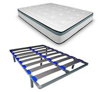 DUÉRMETE ONLINE Materasso Bio Max + Rete Rimovibile KAMAKIT Telaio Rinforzato 40 x 30 mm, stabilità e Facile Montaggio, Tubo in Acciaio 30 x 40 mm, 160x190