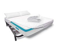DUÉRMETE ONLINE - Pacchetto letto completo con materasso Sanex + rete rinforzata + lenzuolo protettivo regolabile Tencel + imbottitura nordica + cuscino 90 x 190